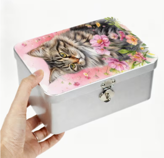 Preview: Diamond Painting Metall Aufbewahrungsbox Katze